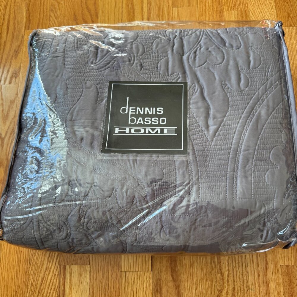 NEW Dennis Basso King Matte Satin Coverlet and Shams Set